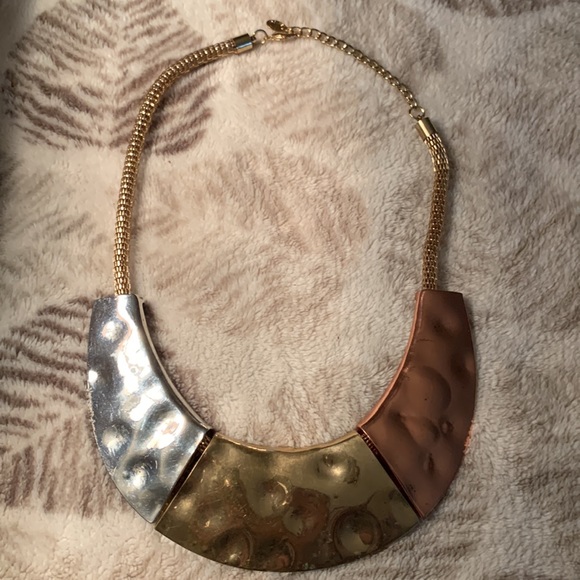 Gorgeous gold silver bronze Ali Khan NYC statement necklace - Picture 2 of 5